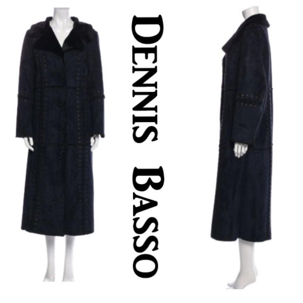 Dennis Basso Black Studded Trench Whip stitch Fur Lined Coat🆕⌚📦🏃💨🚚